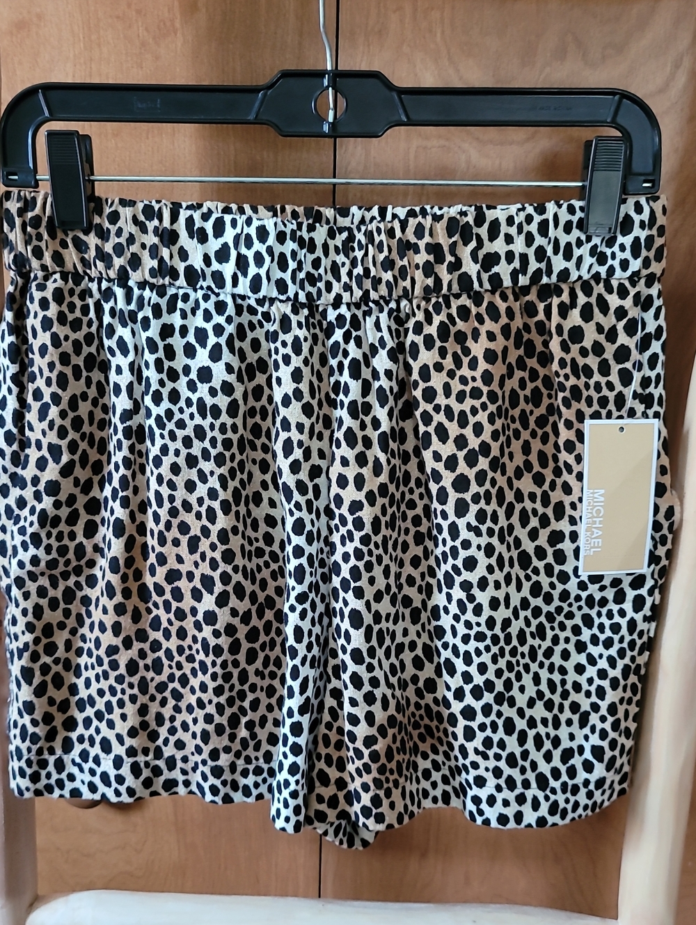 Michael Kors Women's Animal Print Beige and Black Shorts
